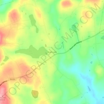 Topografische kaart Beach Lake, hoogte, reliëf