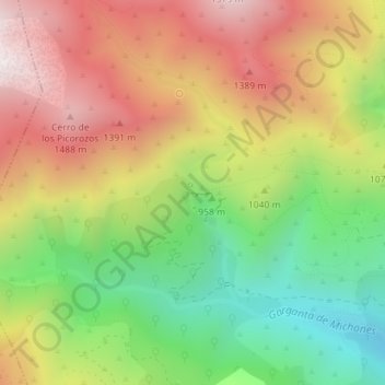 Topografische kaart Chorro de la Ventera, hoogte, reliëf