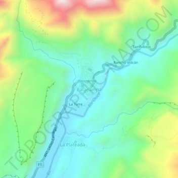 Topografische kaart Patapampa, hoogte, reliëf