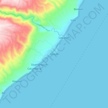 Topografische kaart Oslob, hoogte, reliëf