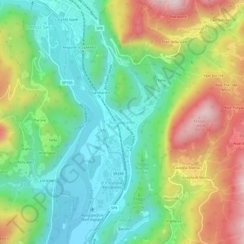 Topografische kaart Roccapietra, hoogte, reliëf