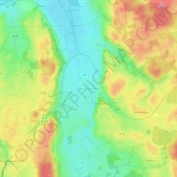 Topografische kaart Bertoldshofen, hoogte, reliëf