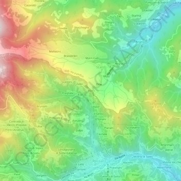 Topografische kaart Xon, hoogte, reliëf