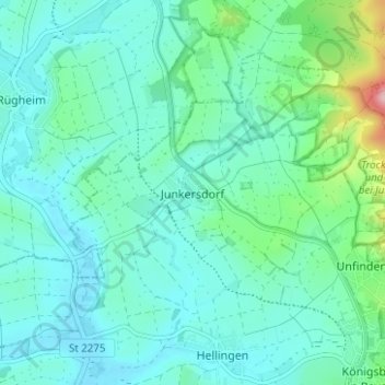 Topografische kaart Junkersdorf, hoogte, reliëf