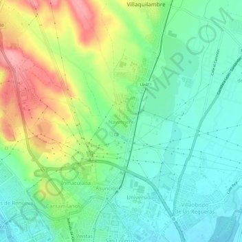 Topografische kaart Navatejera, hoogte, reliëf