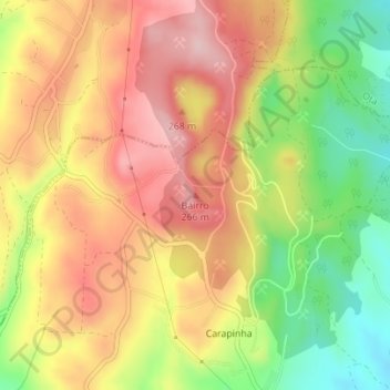 Topografische kaart Bairro, hoogte, reliëf