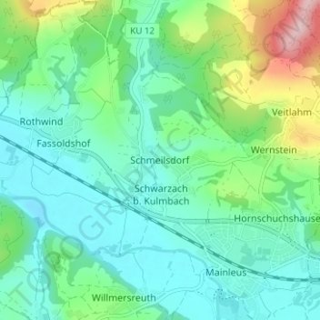 Topografische kaart Schmeilsdorf, hoogte, reliëf