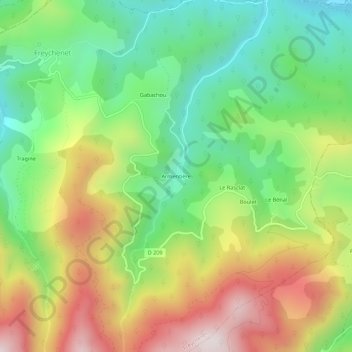 Topografische kaart Armentière, hoogte, reliëf
