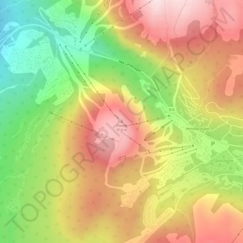 Topografische kaart Hovde, hoogte, reliëf
