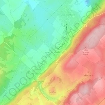 Topografische kaart Bians-les-Usiers, hoogte, reliëf