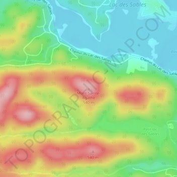 Topografische kaart Mont Sainte-Agathe, hoogte, reliëf