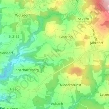 Topografische kaart Renfting, hoogte, reliëf