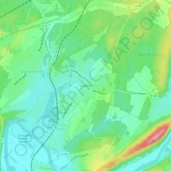 Topografische kaart La Marne, hoogte, reliëf