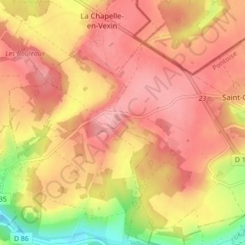 Topografische kaart Magnitot, hoogte, reliëf