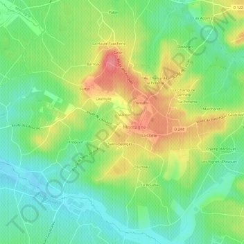 Topografische kaart Le Champ d'Ambrois, hoogte, reliëf