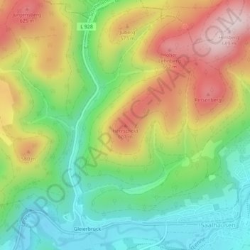 Topografische kaart Herrscheid, hoogte, reliëf
