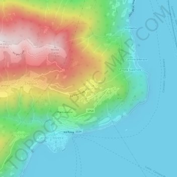 Topografische kaart Viggiona, hoogte, reliëf