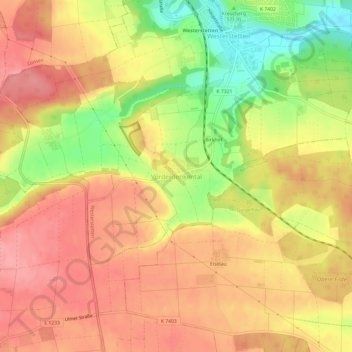 Topografische kaart Vorderdenkental, hoogte, reliëf
