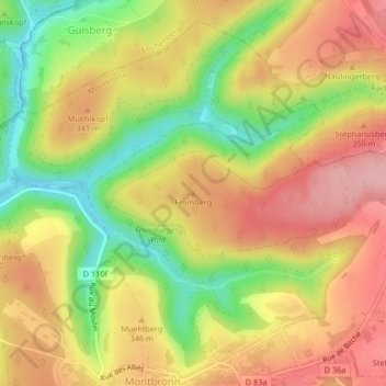 Topografische kaart Fromberg, hoogte, reliëf