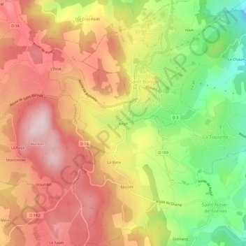 Topografische kaart Augel, hoogte, reliëf