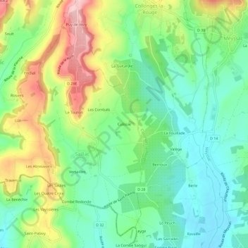 Topografische kaart Culissie, hoogte, reliëf