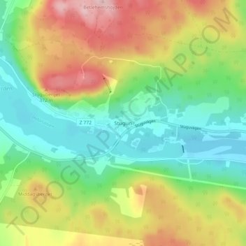Topografische kaart Stugun, hoogte, reliëf