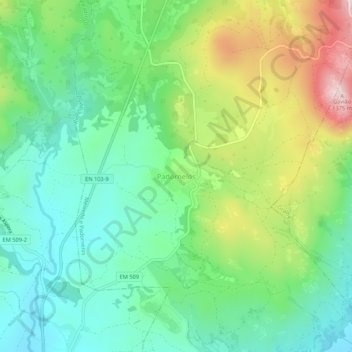 Topografische kaart Padornelos, hoogte, reliëf
