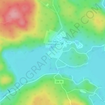 Topografische kaart Fort Irwin Conservation Area Trail Head, hoogte, reliëf