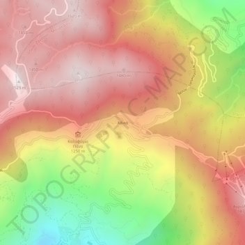 Topografische kaart Χάνια, hoogte, reliëf