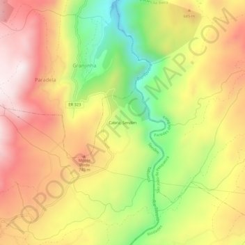 Topografische kaart Cabriz, Sendim, hoogte, reliëf
