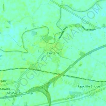 Topografische kaart Rawcliffe, hoogte, reliëf