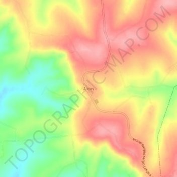 Topografische kaart Andes, hoogte, reliëf