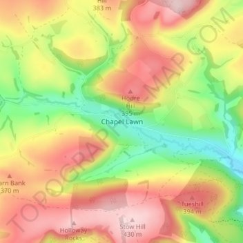 Topografische kaart Chapel Lawn, hoogte, reliëf