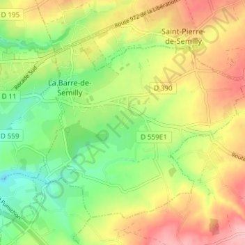 Topografische kaart Le Jardin, hoogte, reliëf