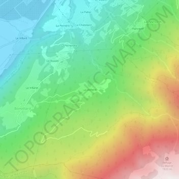 Topografische kaart La Léchère, hoogte, reliëf