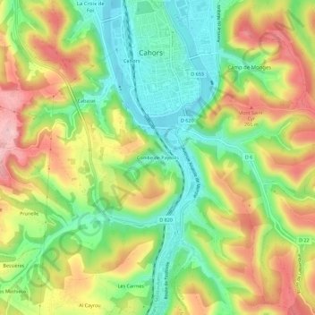 Topografische kaart Combe de Payrolis, hoogte, reliëf
