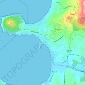 Topografische kaart Panxón, hoogte, reliëf