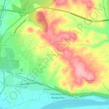 Topografische kaart Moita do Norte, hoogte, reliëf