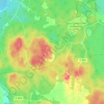 Topografische kaart Sevedstorp, hoogte, reliëf