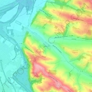 Topografische kaart Falgarde, hoogte, reliëf