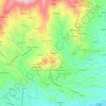 Topografische kaart Vigliano, hoogte, reliëf