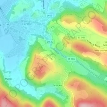 Topografische kaart Blied, hoogte, reliëf