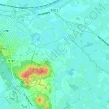 Topografische kaart Zwiep, hoogte, reliëf