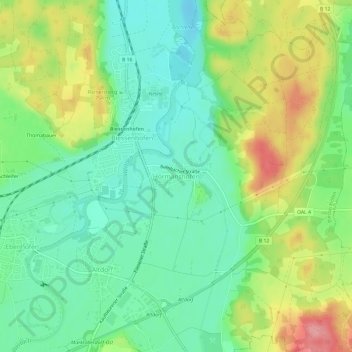 Topografische kaart Hörmanshofen, hoogte, reliëf