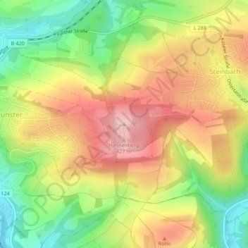 Topografische kaart Betzelhübel, hoogte, reliëf