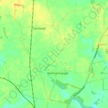 Topografische kaart Crowgate Street, hoogte, reliëf