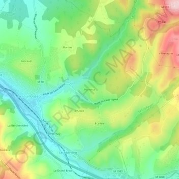 Topografische kaart Monteux, hoogte, reliëf