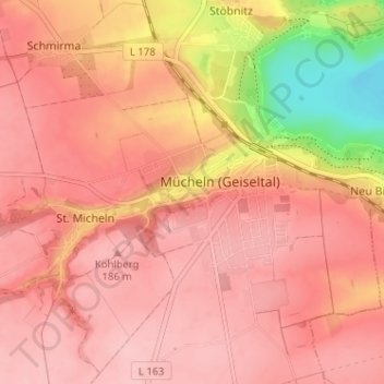 Topografische kaart St. Ulrich, hoogte, reliëf