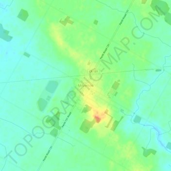 Topografische kaart Milverton, hoogte, reliëf