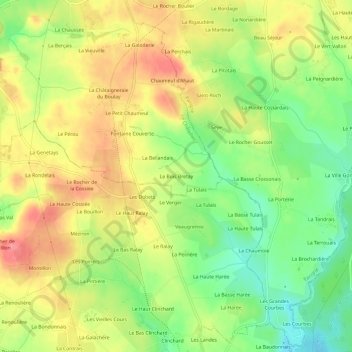 Topografische kaart Le Bois Bretay, hoogte, reliëf